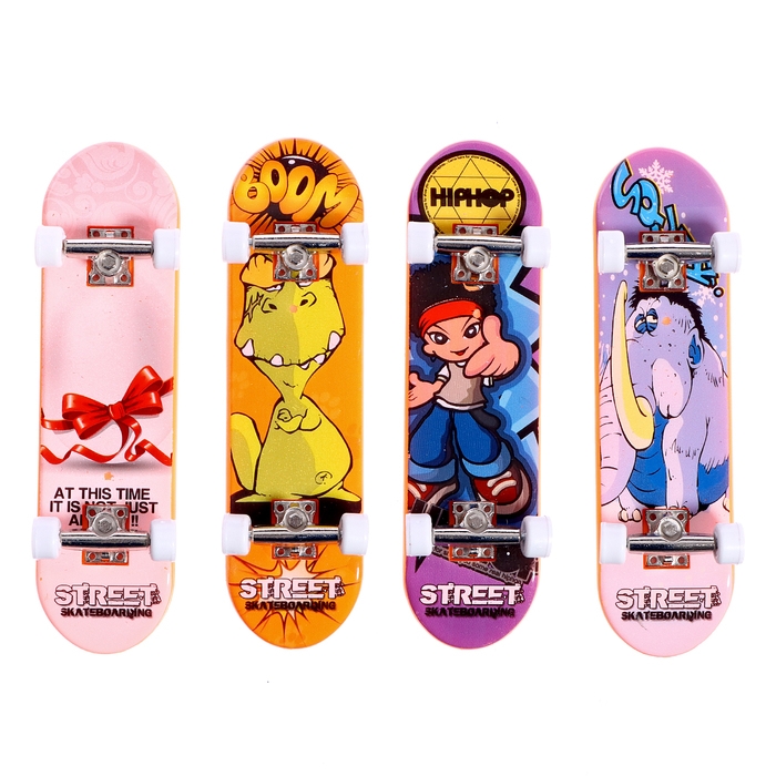 Набор фингербордов &laquo;Уличный скейтер&raquo;, 4 штуки, цвет МИКС