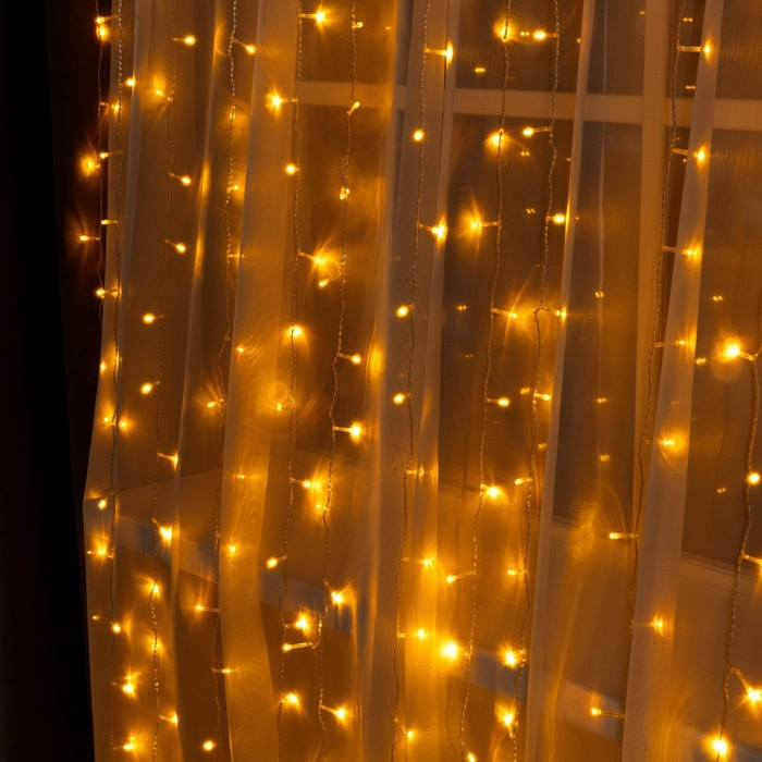Гирлянда &laquo;Занавес&raquo; 2 &times; 3 м, IP20, прозрачная нить, 720 LED, свечение жёлтое, 8 режимов, 220 В