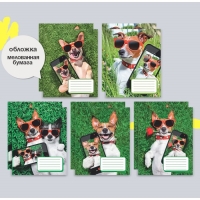 Комплект тетрадей из 10 штук, 12 листов в клетку Calligrata "СелфиDOG", обложка мелованная бумага, ВД-лак, блок офсет, 5 видов по 2 штуки