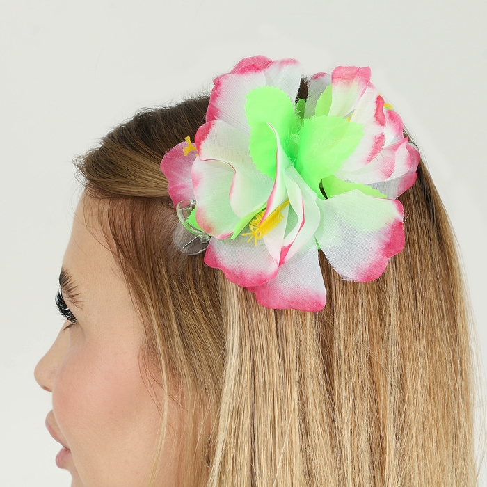 Гавайский набор &laquo;Тропики&raquo;: юбка, зажим, венок, цвет розовый