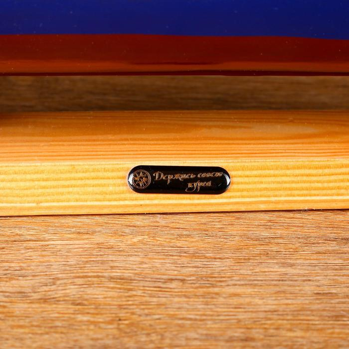 Корабль сувенирный большой &laquo;Орфей&raquo;, борта синие, паруса белые, 11&times;80&times;71 см