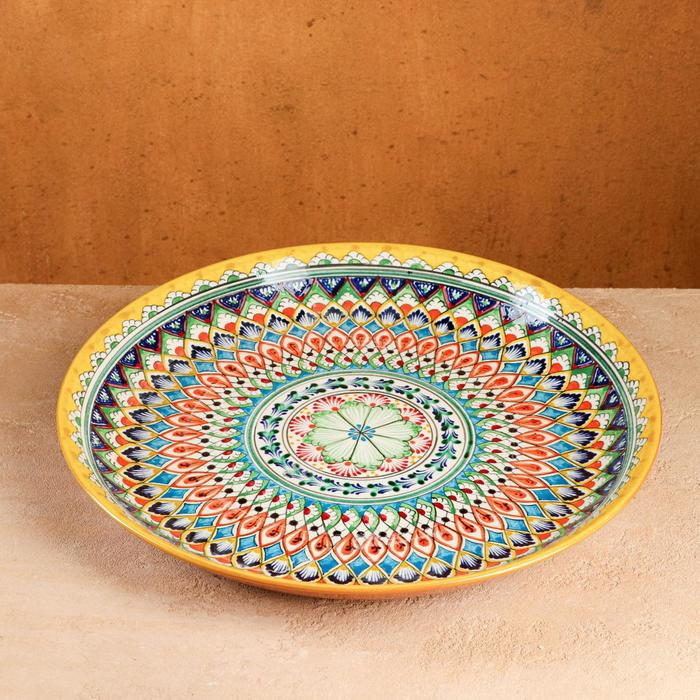 Ляган Риштанская Керамика Ляган Риштанская Керамика "Узоры", 36 см, жёлтый