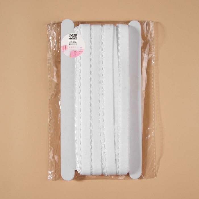 Резинка становая, с ажурным краем, 10 мм, 10 &plusmn; 0,5 м, цвет белый