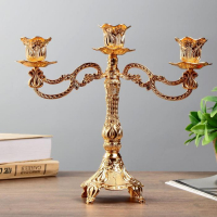 Подсвечник металл на 3 свечи "Узорный" цвет золото 25х27,5х9 см Подсвечник металл на 3 свечи "Узорный" цвет золото 25х27,5х9 см