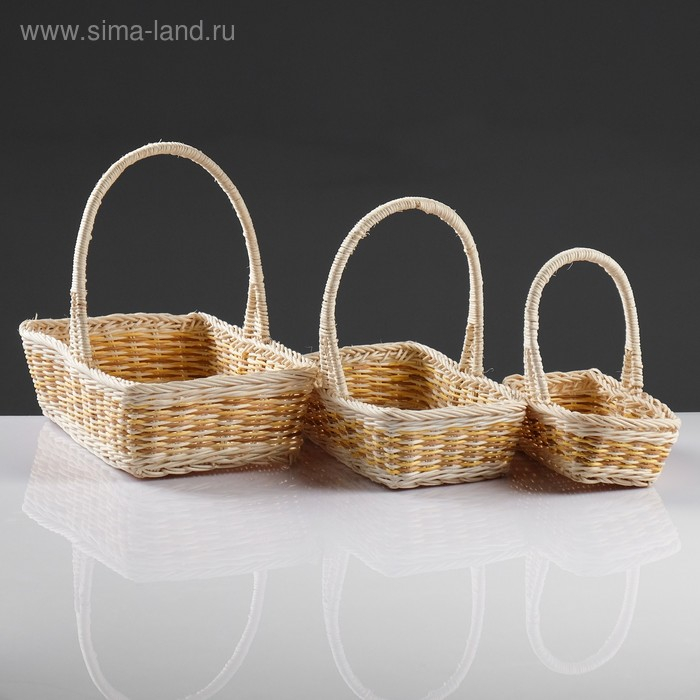 Набор корзин, 3 шт, 28&times;18&times;8/28, 25&times;16&times;7/24, 21&times;12&times;6/20 см, ротанг