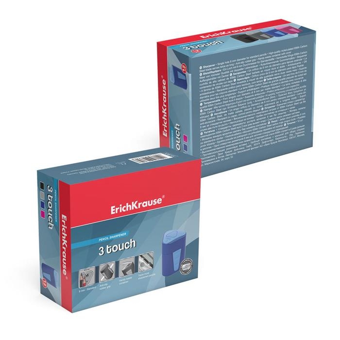 Точилка 1 отверстие Erich Krause 3-TOUCH, с контейнером, отверстие диаметром 8 мм, микс Точилка 1 отверстие Erich Krause 3-TOUCH, с контейнером, отверстие диаметром 8 мм, микс