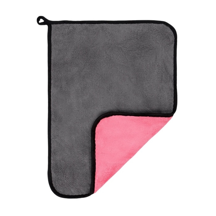 Тряпка для мытья авто, CARTAGE, микрофибра, 800 г/м&sup2;, 30&times;40 cм, розово-серая