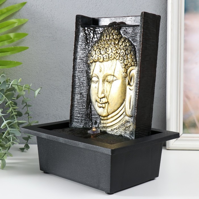 Фонтан настольный от сети, подсветка "Изображение Будды на стене" 21,5х17х27,5 см