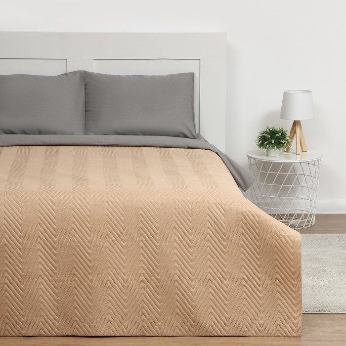 Покрывало 2сп Экономь и Я  180*210&plusmn;5см, цв. бежевый, микрофайбер,210 г/м2,100% п/э