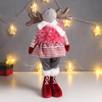 Кукла интерьерная "Лосик в юбочке в клетку, в розовой жилетке-травке" 53х13х18 см Кукла интерьерная "Лосик в юбочке в клетку, в розовой жилетке-травке" 53х13х18 см