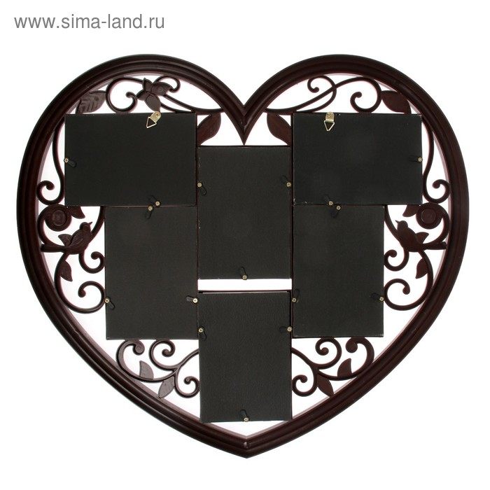 Фоторамка пластик на 6 фото 10х15 см Фоторамка пластик на 6 фото 10х15 см "Сердце ажурное" черная 56х51 см