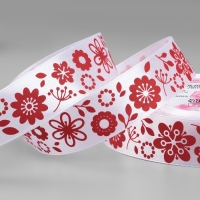 Лента атласная «Осенние цветочки», 25 мм × 23 ± 1 м, цвет белый №001 Лента атласная «Осенние цветочки», 25 мм × 23 ± 1 м, цвет белый №001