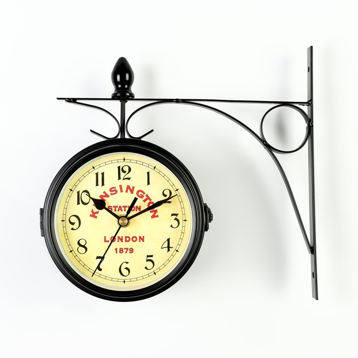 Часы настенные двусторонние, на подвесе Kensington station, бесшумные, d-12 см Часы настенные двусторонние, на подвесе Kensington station, бесшумные, d-12 см