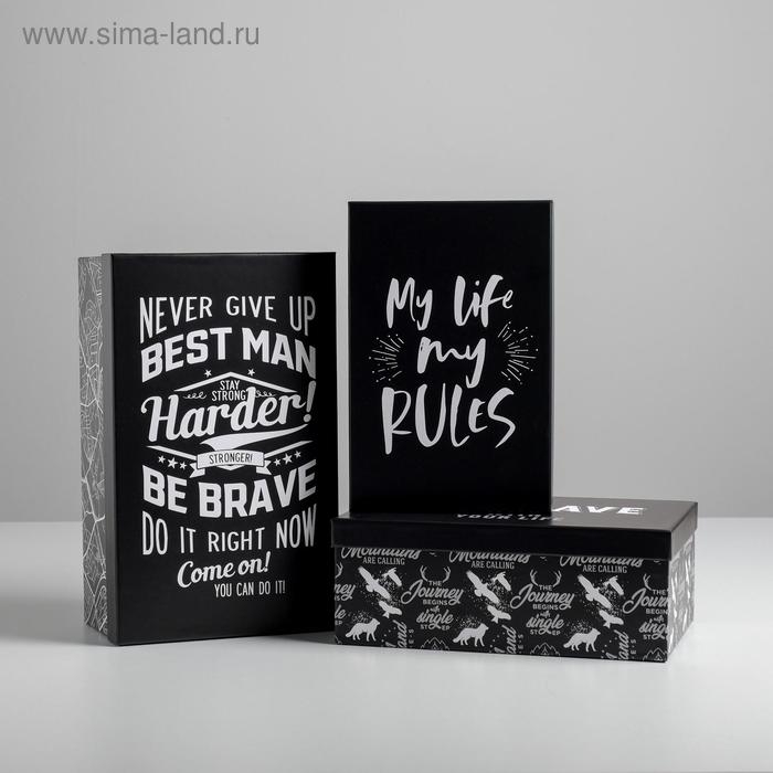 Набор коробок 3 в 1, упаковка подарочная, &laquo;Мужской&raquo;, 26 х 17 х 10‒32.5 х 20 х 12.5 см