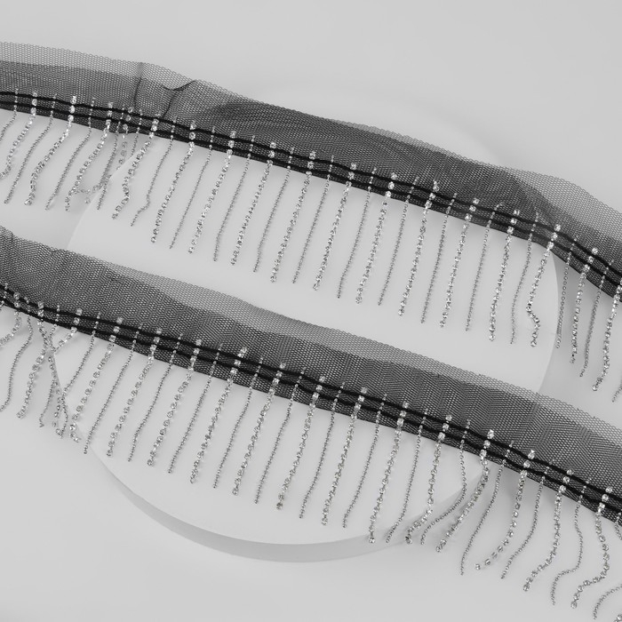 Тесьма декоративная &laquo;Бахрома&raquo;, металлизированная, 6 см, 4,5 &plusmn; 0,5 м, цвет чёрный/серебряный