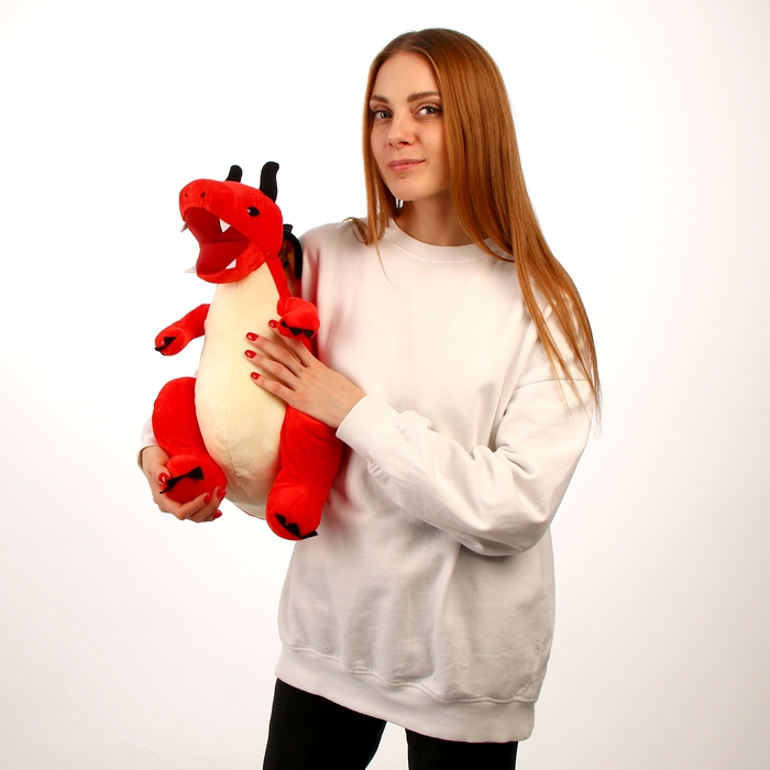 Мягкая игрушка &laquo;Дракон&raquo;, с чёрными крыльями, 45 см, цвет красный