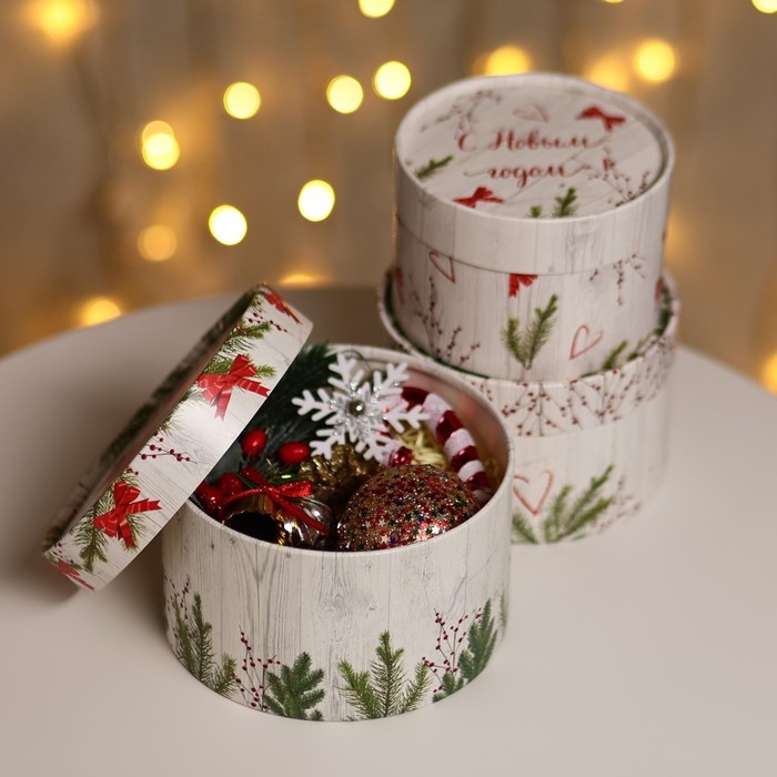 Набор  коробок 3 в1 "С Новым годом" 16 х 10, 14 х 9, 13 х 8,5 см