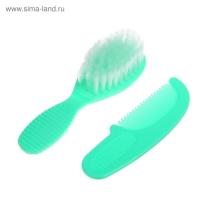 Расчёска детская + массажная щётка для волос, от 0 мес., цвет зелёный, рисунок МИКС Расчёска детская + массажная щётка для волос, от 0 мес., цвет зелёный, рисунок МИКС