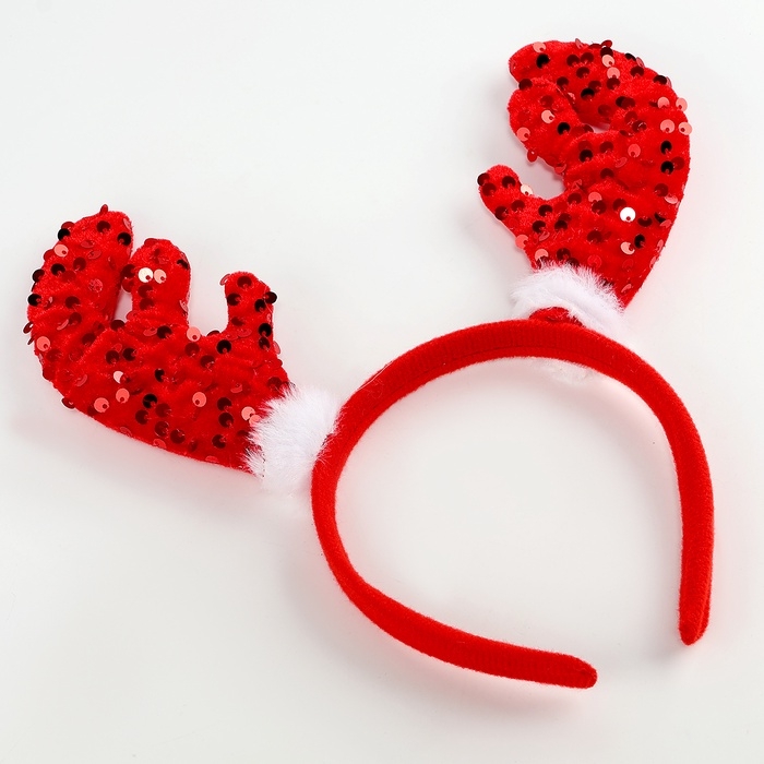 Карнавальный ободок новогодниий для волос детский &laquo;Рожки&raquo;, красный