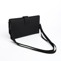 Сумка-клатч на магните, длинный ремень, цвет чёрный