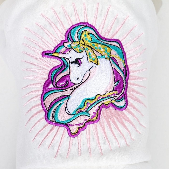 Комбинезон "Единорог", размер 18 (ДС 40 см, ОГ 50 см, ОШ 38 см), бело-синий