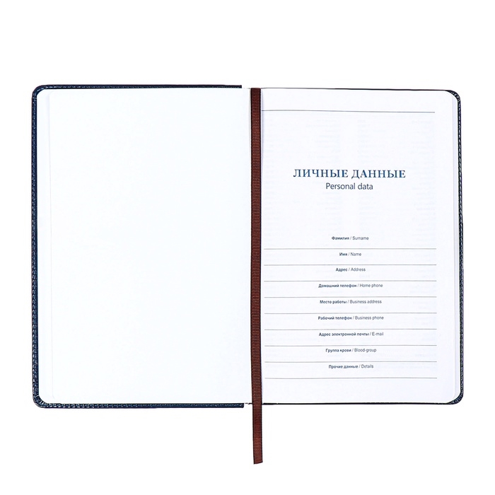 Ежедневник недатированный, обложка ПВХ, формат А5, 140 л, клетка, металлик Синий