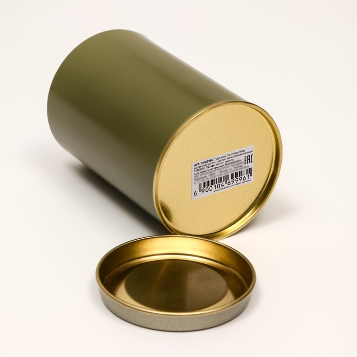 Тубус 73х110 мм (90 мм внутренняя высота), картон, хаки, металлическая крышка Тубус 73х110 мм (90 мм внутренняя высота), картон, хаки, металлическая крышка
