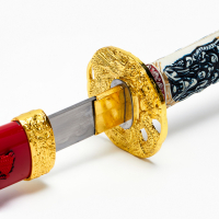 Сувенирное оружие &laquo;Катана на подставке&raquo;, красные ножны, голова дракона на рукоятке, 108 см