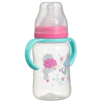 Бутылочка для кормления, широкое горло, средний поток от 3 мес., 270 мл., &laquo;Единорог&raquo;, M&B