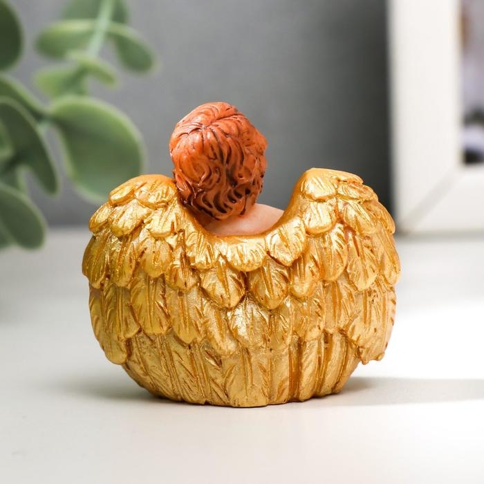 Сувенир полистоун Сувенир полистоун "Ангел с золотыми крыльями и сердцем" МИКС 4,6х5х3 см