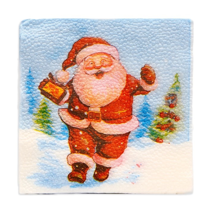 Новогодние салфетки бумажные Мой выбор &laquo;Весёлый Дед Мороз&raquo; 1 слой, 24х24 см, 100 шт