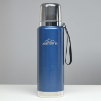 Термос, 1 л, Путешествие "Мастер К.", с кружкой и ситечком, сохраняет тепло 48 ч, синий Термос, 1 л, Путешествие "Мастер К.", с кружкой и ситечком, сохраняет тепло 48 ч, синий