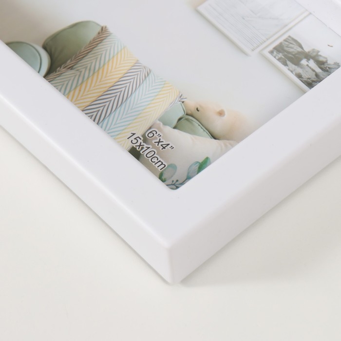 Фоторамка пластик на 4 фото 10х15 Фоторамка пластик на 4 фото 10х15 "Ваза с колосками" бело-золотая 41,5х32,2х2,5 см