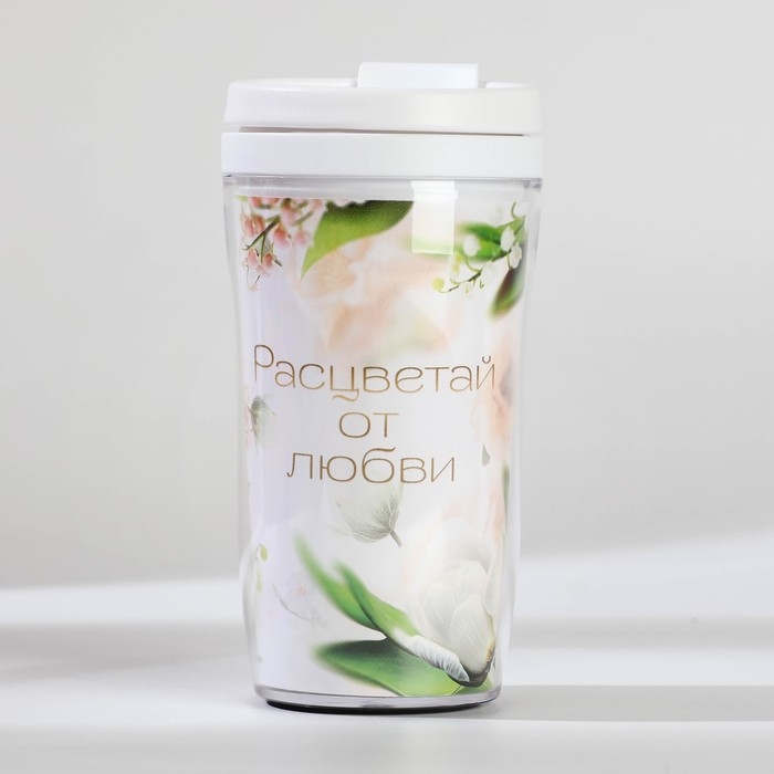 Подарочный набор: ежедневник А6 80 листов и термостакан 250 мл &laquo;Расцветай от любви&raquo;