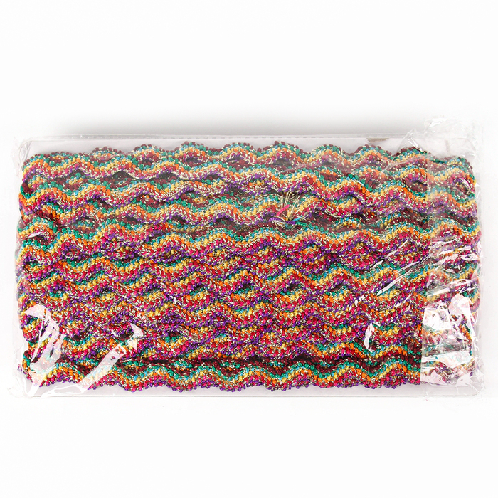 Тесьма многоцветная &laquo;Волна&raquo;, ширина 1,5 см, в упаковке 25 м