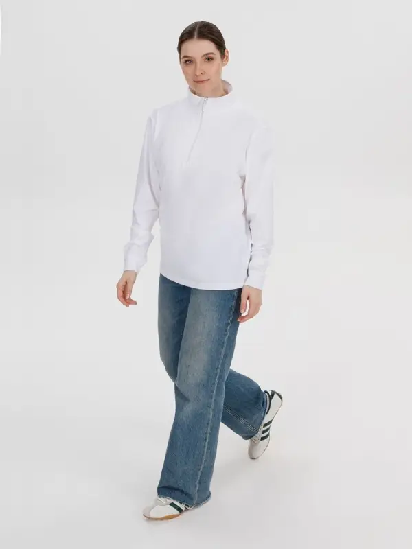 Свитшот на молнии из бифлекса Morfiss, белый, размер XS/S