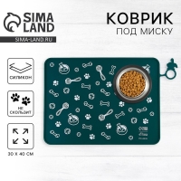 Коврик силиконовый под миску &laquo;Паттерн&raquo;, 30х40 см, зеленый