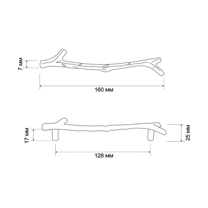 Ручка-скоба CAPPIO "Ветка" RSC009, м/о 128 мм, цвет старинная бронза