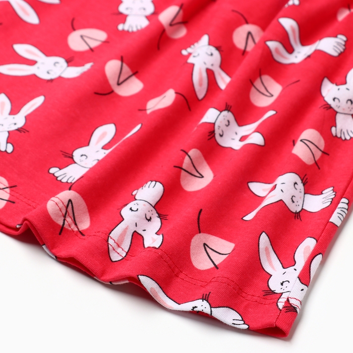Платье для девочки "Зайки", цвет красный, рост 116-122