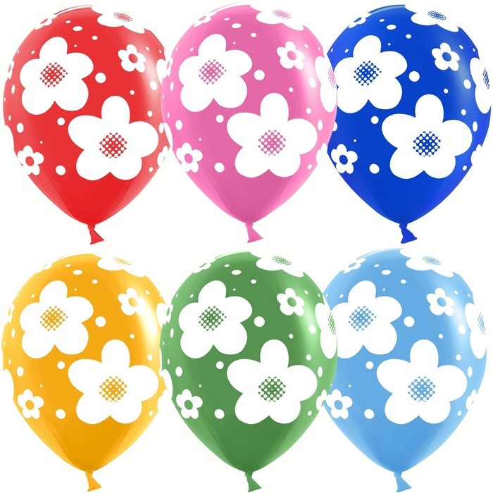 Шар латексный 12" &laquo;Цветы&raquo;, пастель, 5-сторонний, набор 25 шт., МИКС