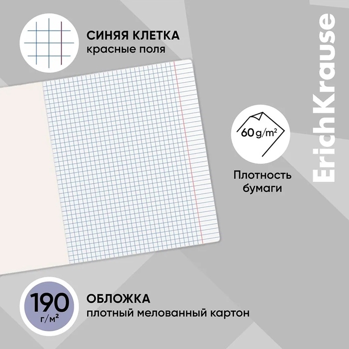 Тетрадь 96 листов в клетку, ErichKrause Duotone Next, обложка мелованный картон, блок офсет 100% белизна, МИКС