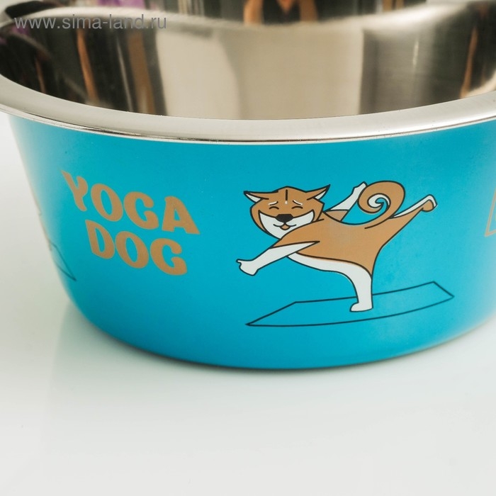 Миска стандартная Миска стандартная "Пижон. Yoga Dog", 450 мл, синяя