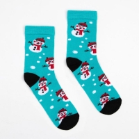 Носки детские &laquo;Снеговики&raquo; цвет василёк, размер 22-24