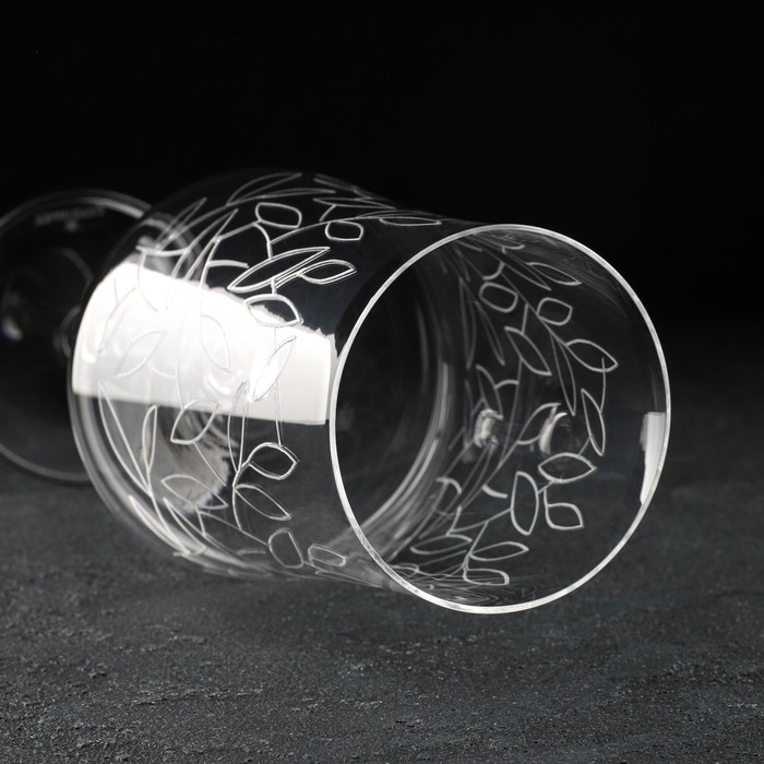 Набор бокалов для вина &laquo;Экстра&raquo;, 460 мл, декор листья, 6 шт