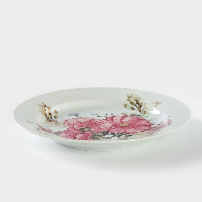 Тарелка фарфоровая &laquo;Розовый цветок&raquo;, d=24 см