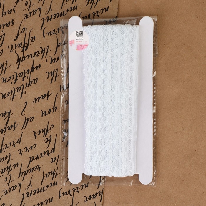 Кружево капроновое, 14 мм × 10 ± 1 м, цвет белый Кружево капроновое, 14 мм × 10 ± 1 м, цвет белый