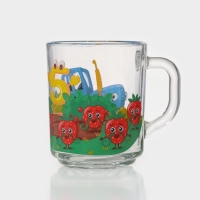 Набор стеклянной посуды &laquo;Синий трактор. Цифры&raquo;, 3 предмета: кружка 250 мл, тарелка 19,5 см, салатник 13 см