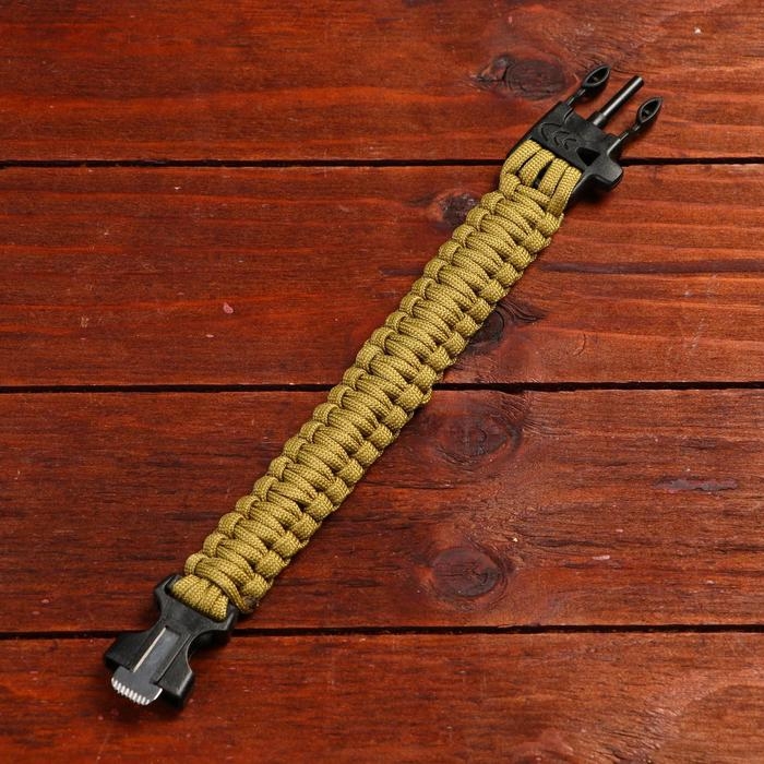 Браслет для выживания 3в1 (паракорд 2 м, свисток, огниво), 25.5 &times; 2.5 см, 3 м