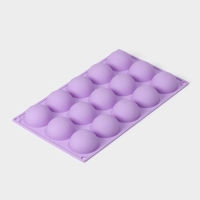 Форма для выпечки Доляна &laquo;Фигуры. Полусфера&raquo;, силикон, 28&times;16,5&times;2,3 см, 15 ячеек (d=4,9 см), цвет сиреневый