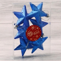 Украшение ёлочное "Звёзды грация" (набор 6 шт) 6х6 см, синий